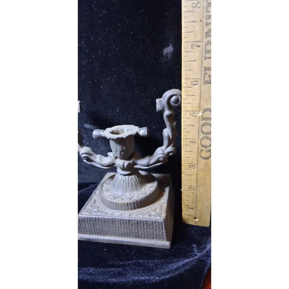 Vintage Wilton Ornate Black Cast Iron Taper Candle Holder Made In USA